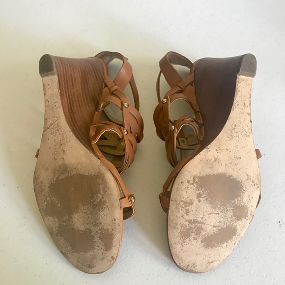 Ivanka Trump Wedge Sandals Brown Leather Size 8 - Picture 7 of 7